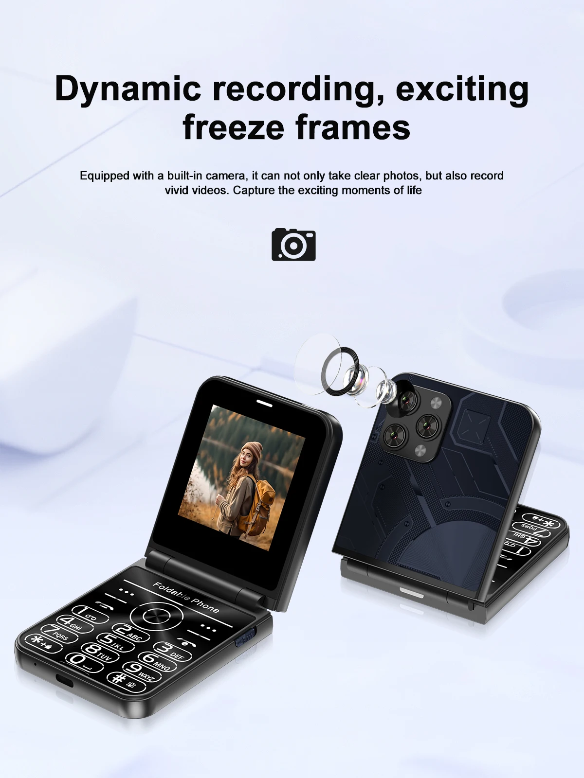 SERVO Flilo9 Foldable Feature Phone 3G WCDMA Dual SIM Big Button Speed Dial Auto Call Recording FM Radio Flashlight Cellphone
