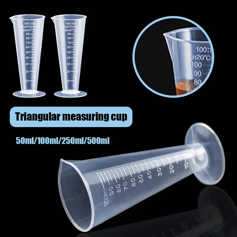 50ml/100ml/250ml/500ml Container Lab Chemical Cup Kitchen Bar Supplies Plastic Measuring Cup Round Base Transparent Lab Tool