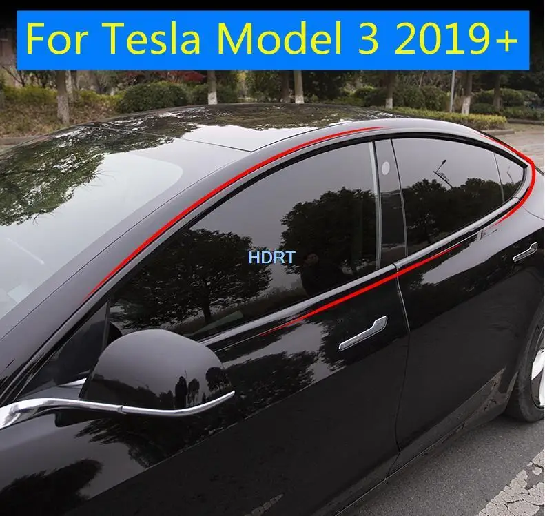 For Tesla Model 3 2019+ Exterior Modification Accessories Car Styling moulding Stainless steel window strip frame rain shield