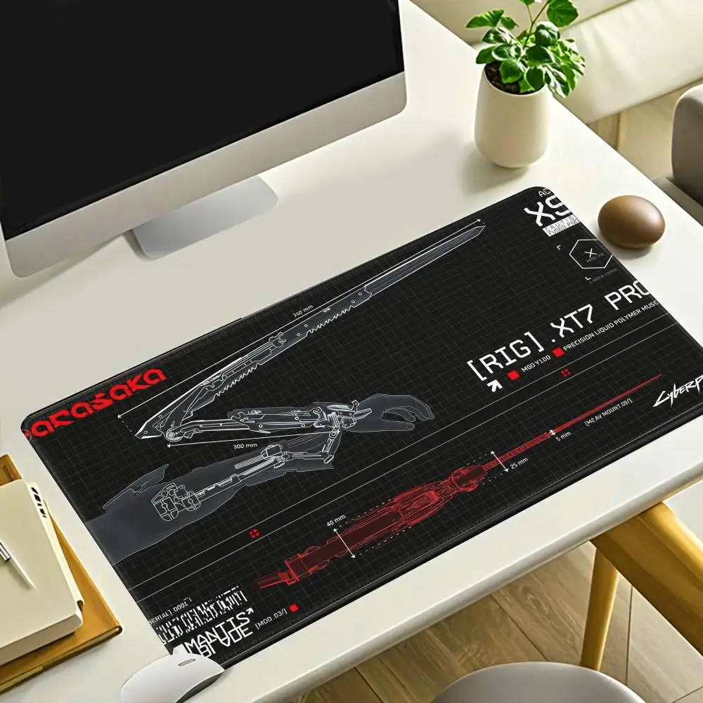

HYBXAXC C-Cyberpunk Blueprint Gaming Mouse Pad Cute HD Desk Pad Extended Gaming Keyboard Mats Large XXL Gamer