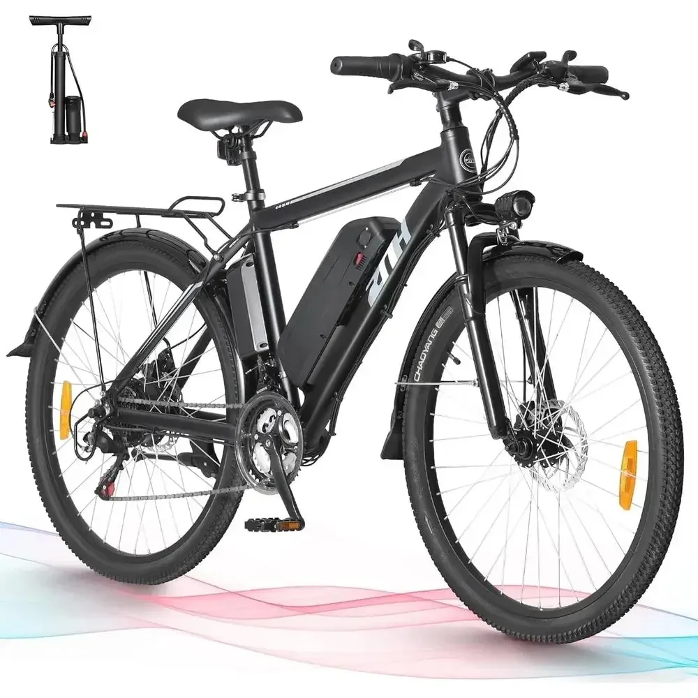1000W Peak 28MPH Electric Mountain Bike, 48V 13Ah Battery, 65 Miles Range, 26 21-Speed w/ Front Suspension
