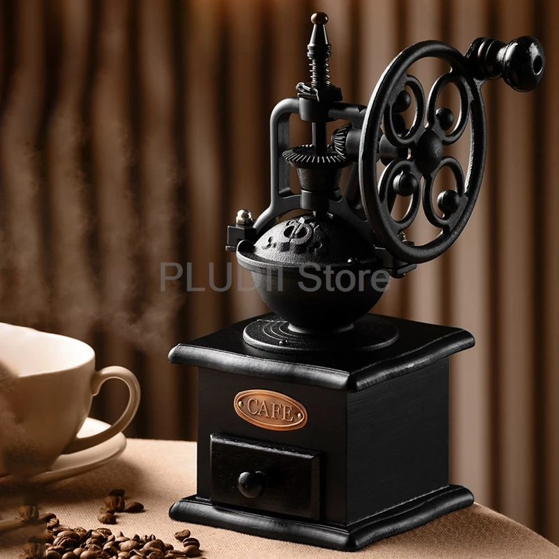 Retro Manual Coffee Grinder Household Hand Crank Bean Grinding Machine Adjustable Coarseness Ceramic Grinding Core Vintage Style
