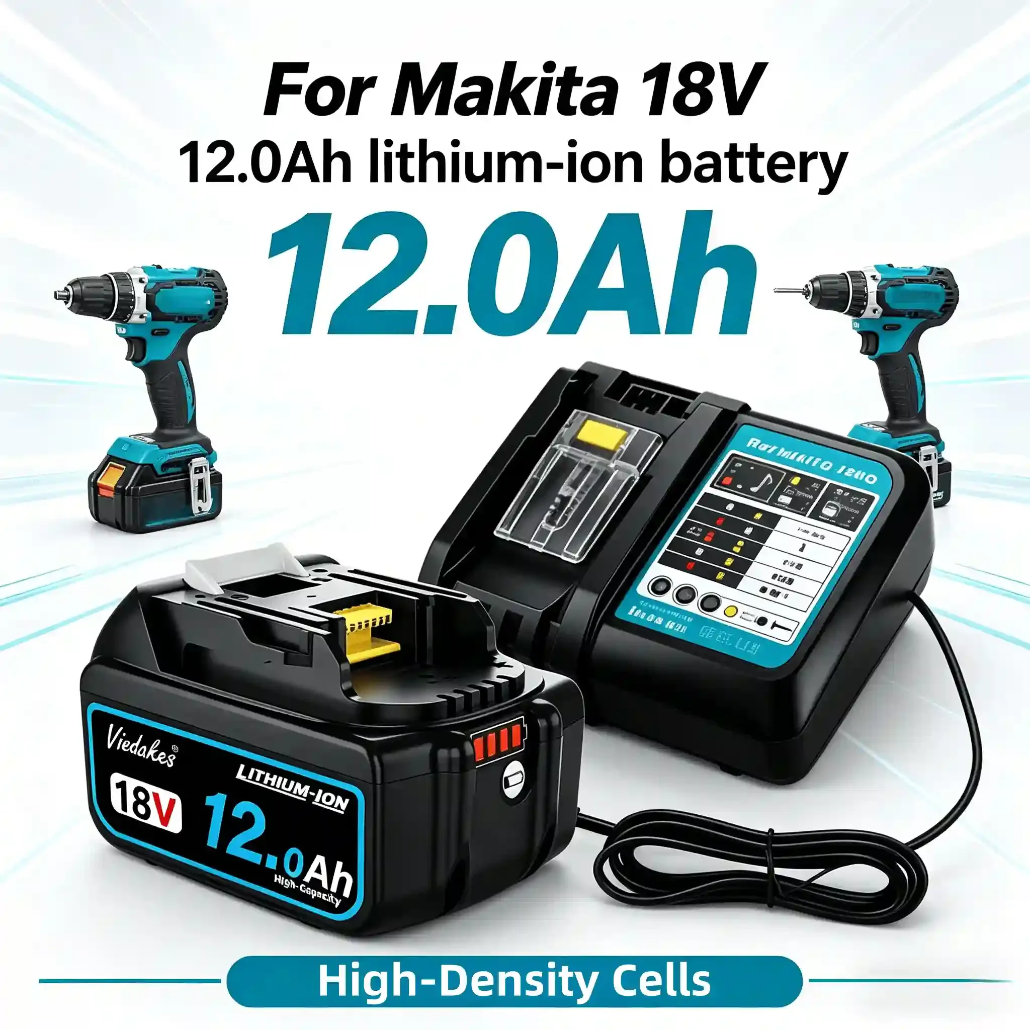 

Аккумулятор 18V 10.0Ah BL1830 для замены, совместимый с электроинструментами Makita 18V LXT, дрелями и шуруповертами.