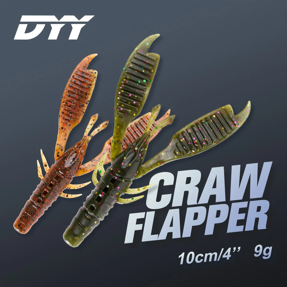 

DYY Craw Flapper Shrimp Soft Lure 10cm 4" Heavy Ribbed Claws Jigging Trailer Silicone Artificial Soft Bait for Bass Fishing Lure