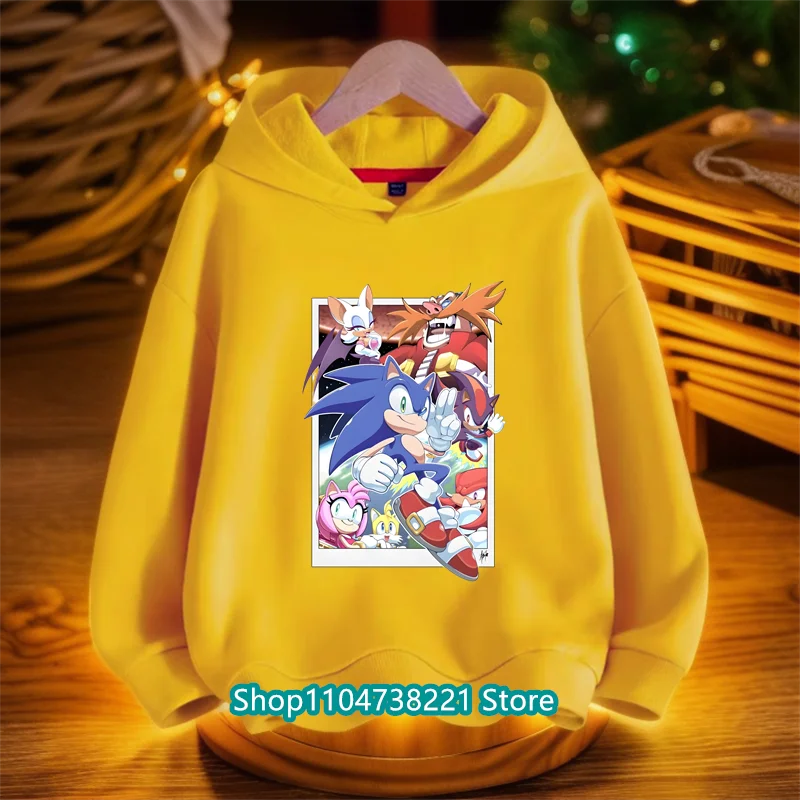 Boys Girls Spring Fashion Top Kids Clothes Gifts New Sonic Hoodies for Children Anime Cartoon Figures Printed Kawaii Sweatshirt