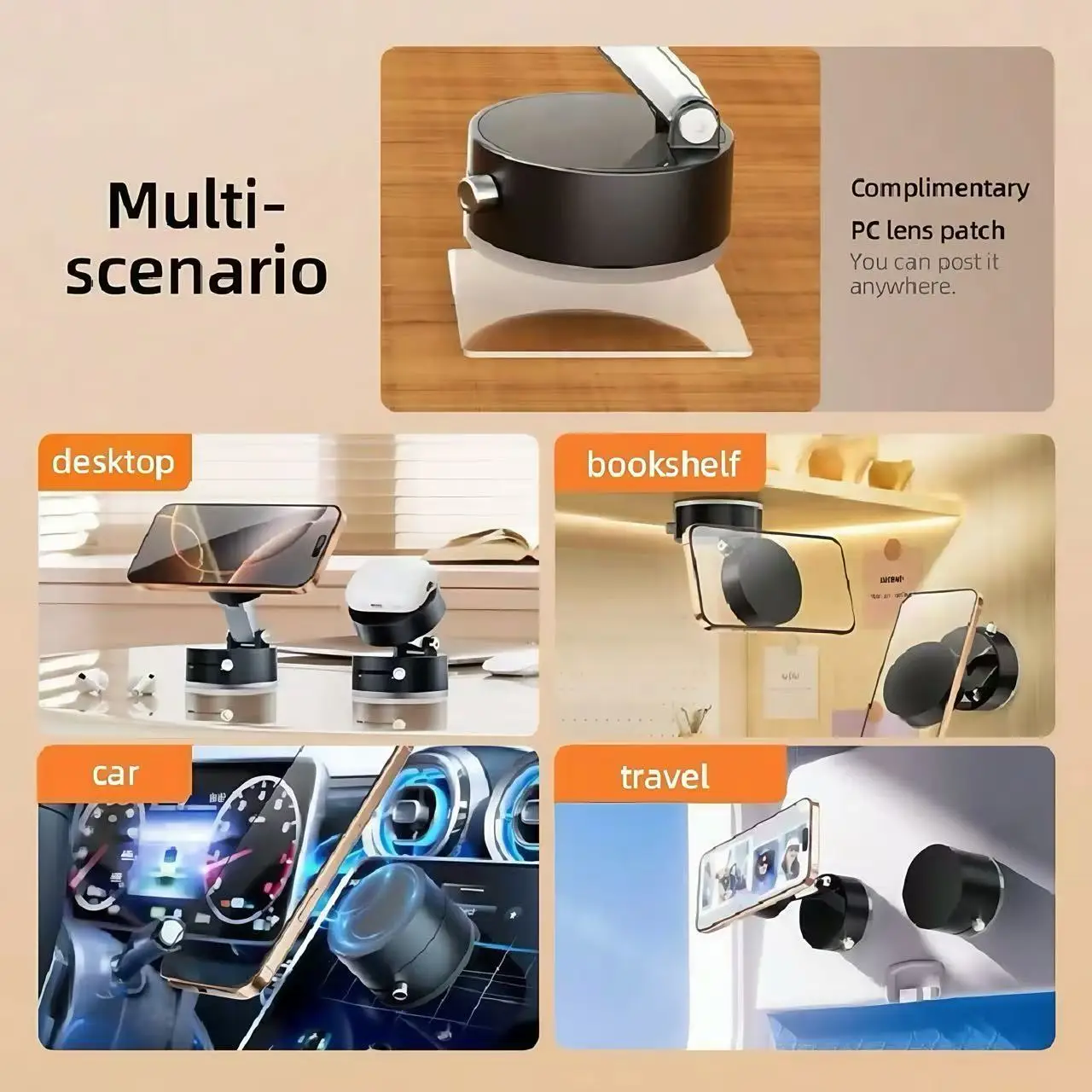 حامل هاتف السيارة بالشفط المغناطيسي الفراغي قابل لإعادة الاستخدام لهاتف أبل آيفون 12 13 14 15 16 برو ماكس جالاكسي S24 بكسل هواوي ماجيك جون