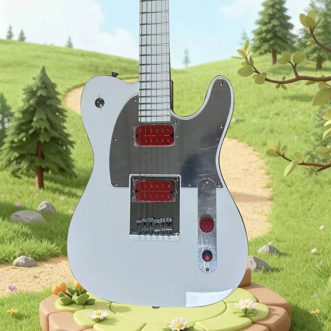 New Professional Guitar，New 5 Signature Ghost Guitar White H-H Pickups Red Knob guitars 6strings guitarra, High Quality, Maple F