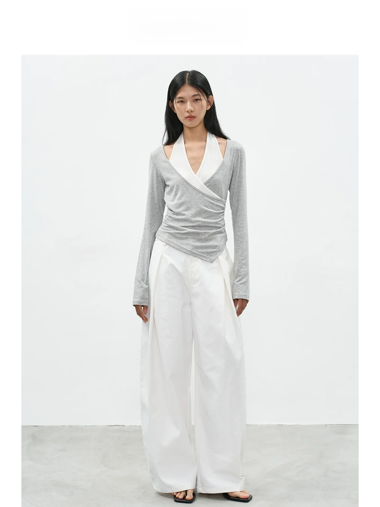 

Брюки женские EIGHTHMONTH с высокой талией, плиссированные, широкие, свободные, прямые, длинные, повседневные, белые