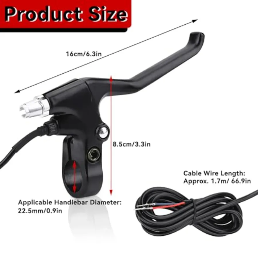 Ycle الفرامل رافعة 2 أسلاك اليسار اليمين EBike ycle الفرامل الكهربائية رافعة استبدال أجزاء مقاوم للماء الفرامل الإلكترونية رافعة مجموعة 1