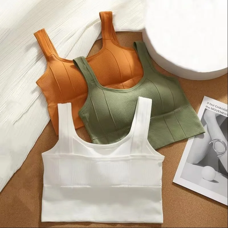 Soutien-gorge de sport sexy à col carré pour femmes, sous-vêtements doux respirants sans couture, haut de yoga