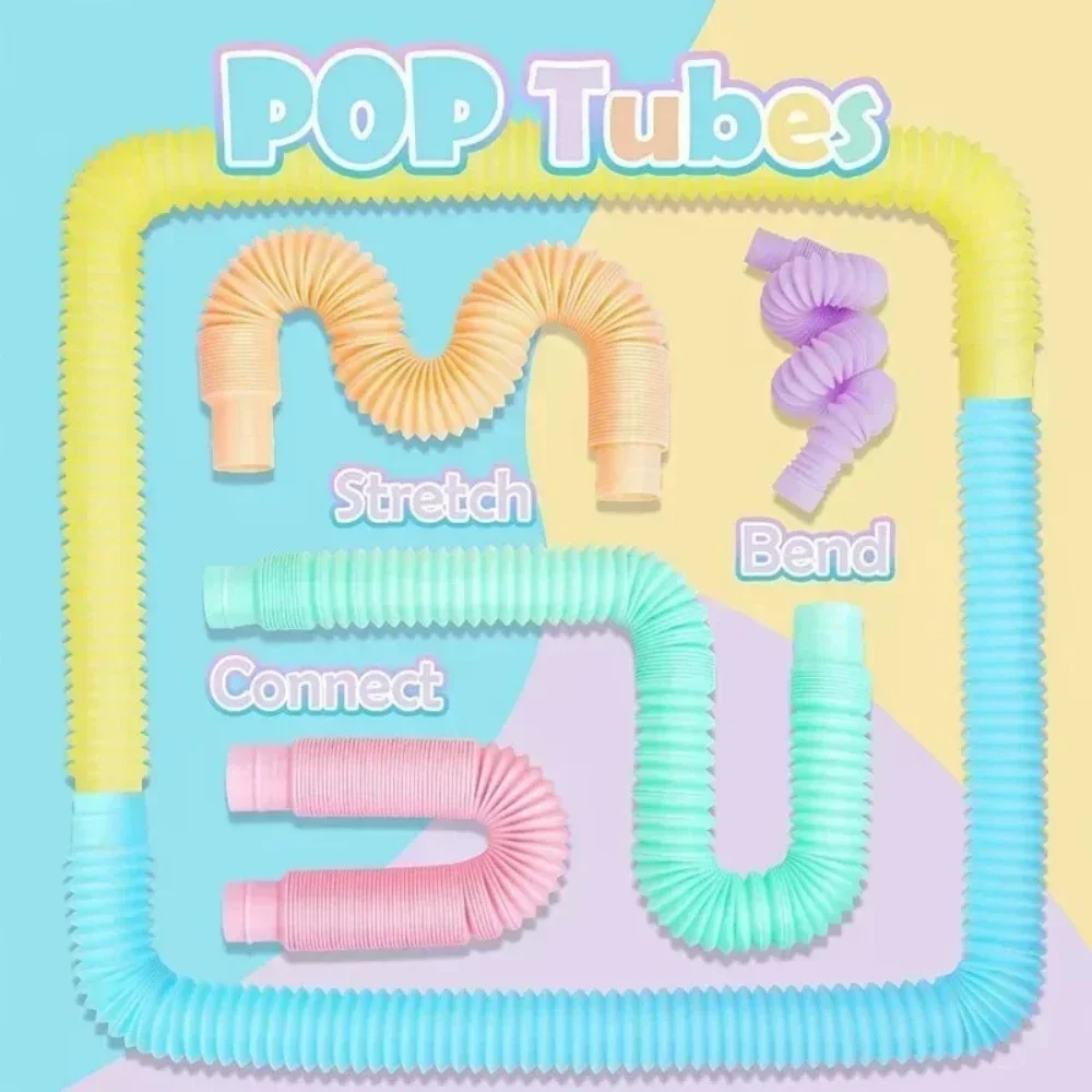 Tubes Télescopiques Pop pour Enfants et Adolescents, Jouets Sensoriels, Tube Souligné, Décompression des Doigts, 6/12 Pièces/Paquet