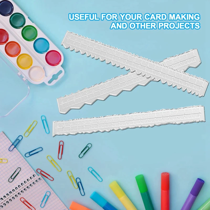 3 Styles Irregular Edge Ruler,Metal Craft Ruler Paper Tearing Ruler For Embossing With Scrapbook Jagged Edge Rulers