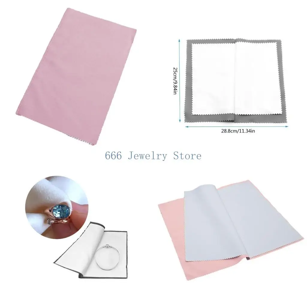 F2TD Silver Cleaning Cloth Double Sided Jewelry Polishing Cloth Reusable Polishing Cloths for Coins Watches and Cutlery