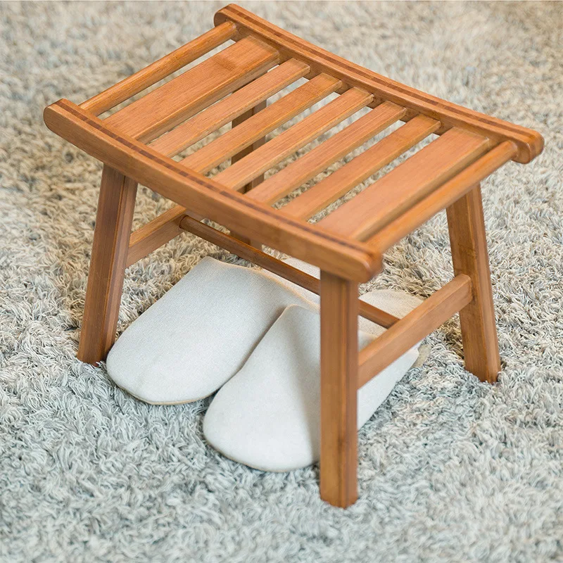 1PC Bamboo Shower Bench Non Slip Small Shower Stool Household Waterproof Spa Bathroom Bench Seat Chair For Home Shower Sauna Tub