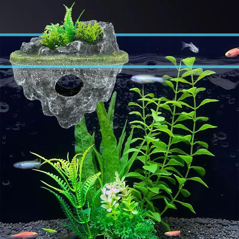 Aquarium Floating Island Fish Tank Landscape Suspended Rockery Decoration Floating Stone Tank Ecological Scenery Accessories