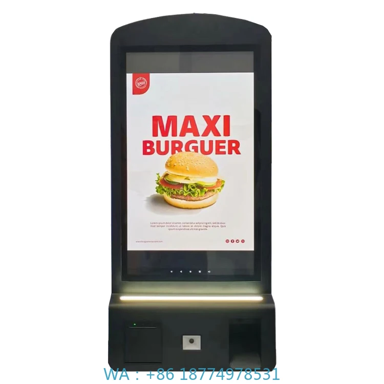 

Машина для киоска с сенсорным экраном и печатью очереди с оплатой Qr Универсальный киоск самообслуживания быстрого питания с POS, печатью, сканированием
