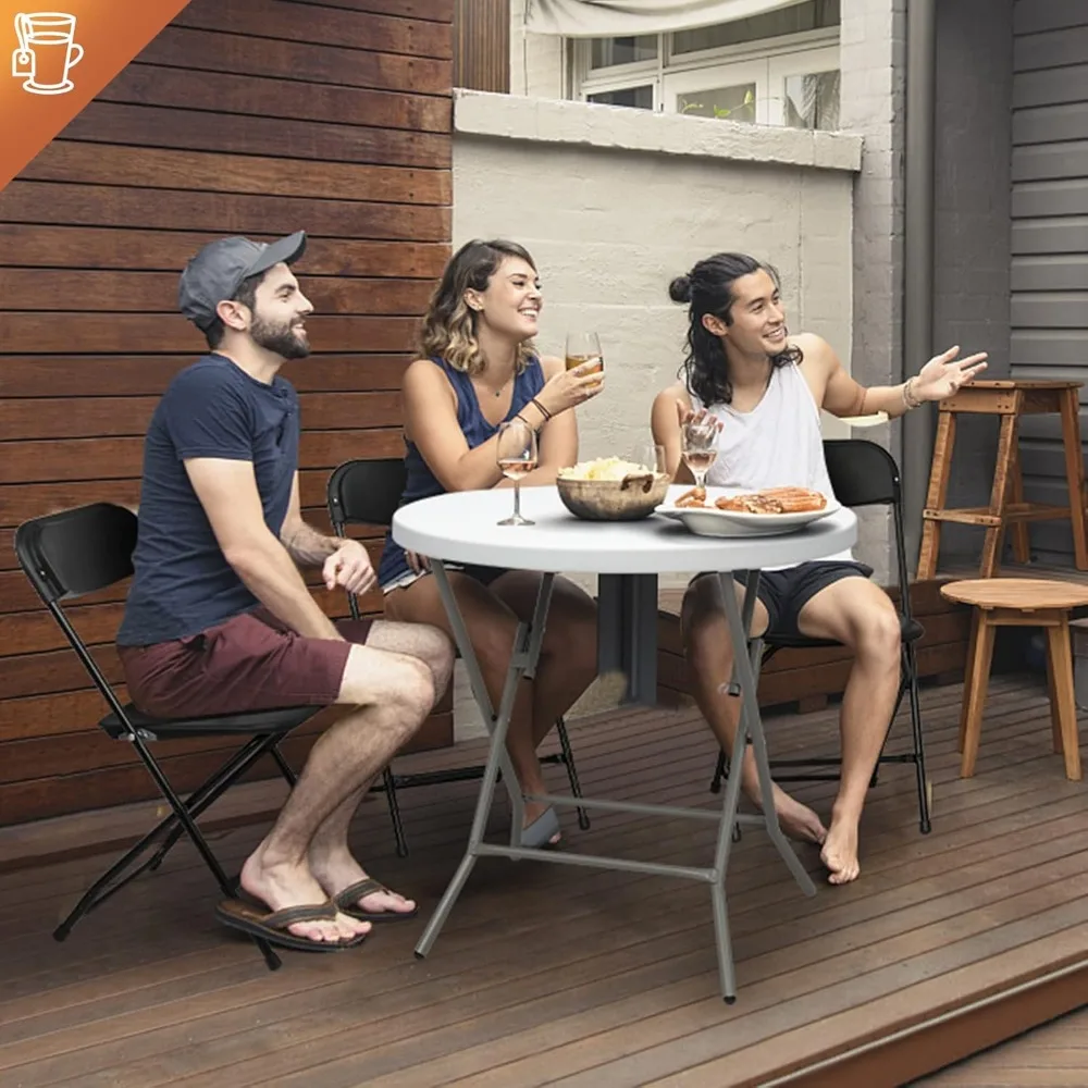 Portable Folding Metal Chairs with Solid Plastic Seats for Outdoor Events, Parties, and Dining - 10 Pack