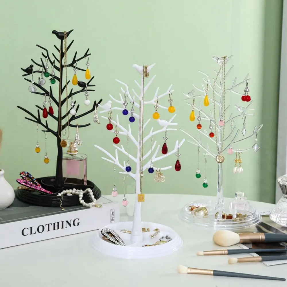 Tree Shaped Jewelry Display Stand Simple Style Plastics Earrings Display Stand Stable Chassis Removable Necklace Holder Home