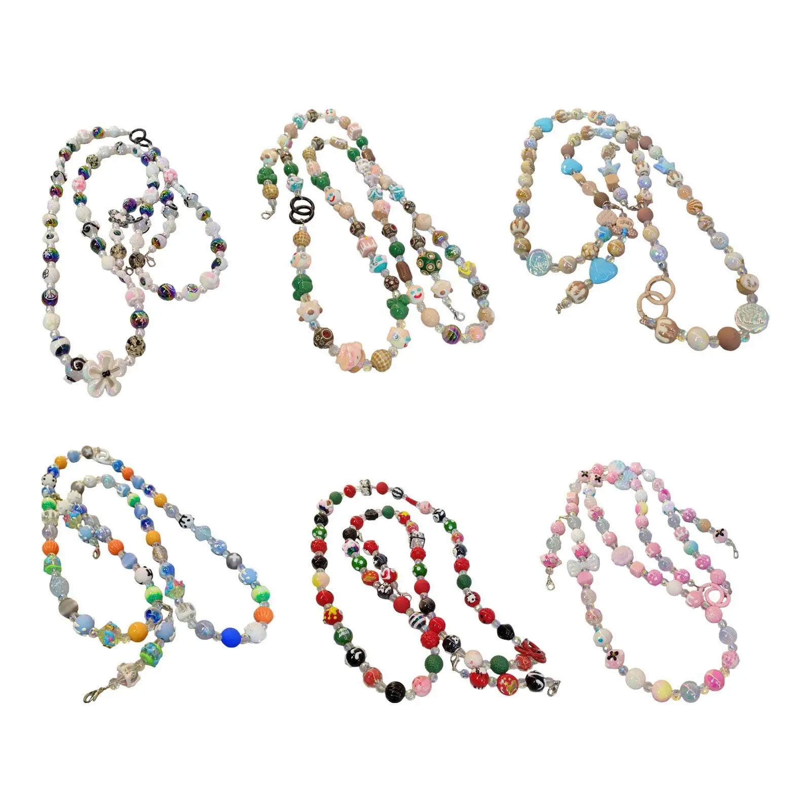 Beaded Phone Chain Hanging Decoration Bag Accessories Cute Phone Wrist Strap Phone Charm Chain for Backpack Gift Bag Purse Girls