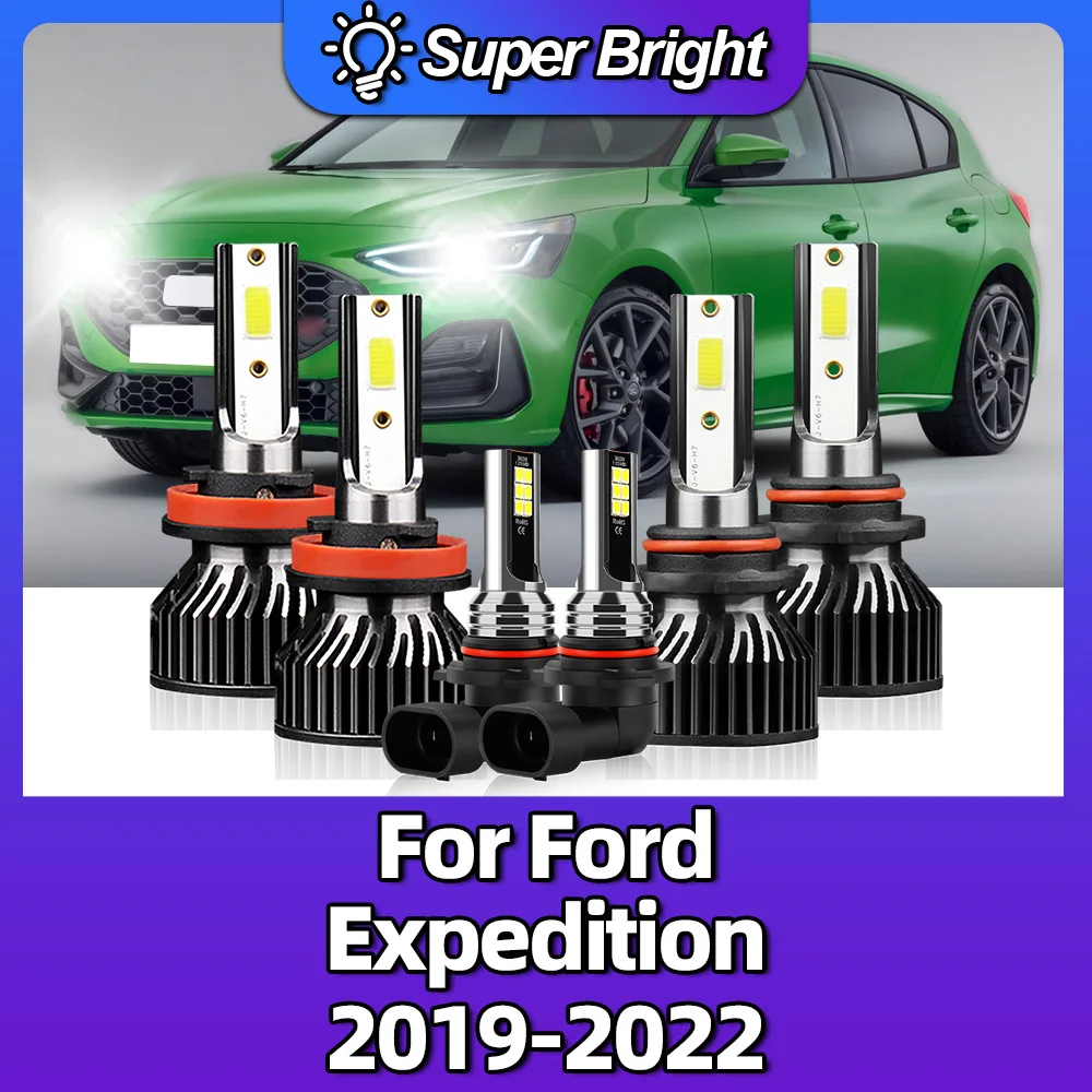 10000LM LED Car Headlights Super Lights Bulbs 100W 6000K Super Bright Turbo Auto Lamps For Ford Expedition 2019 2020 2021 2022