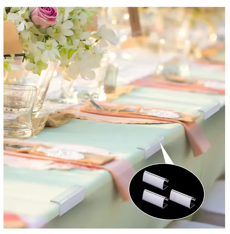 12/24/36 Pieces Table Skirting Clips Clear Tablecloth Clips for Indoor Outdoor Events Wedding Meeting Party Picnic Banquet