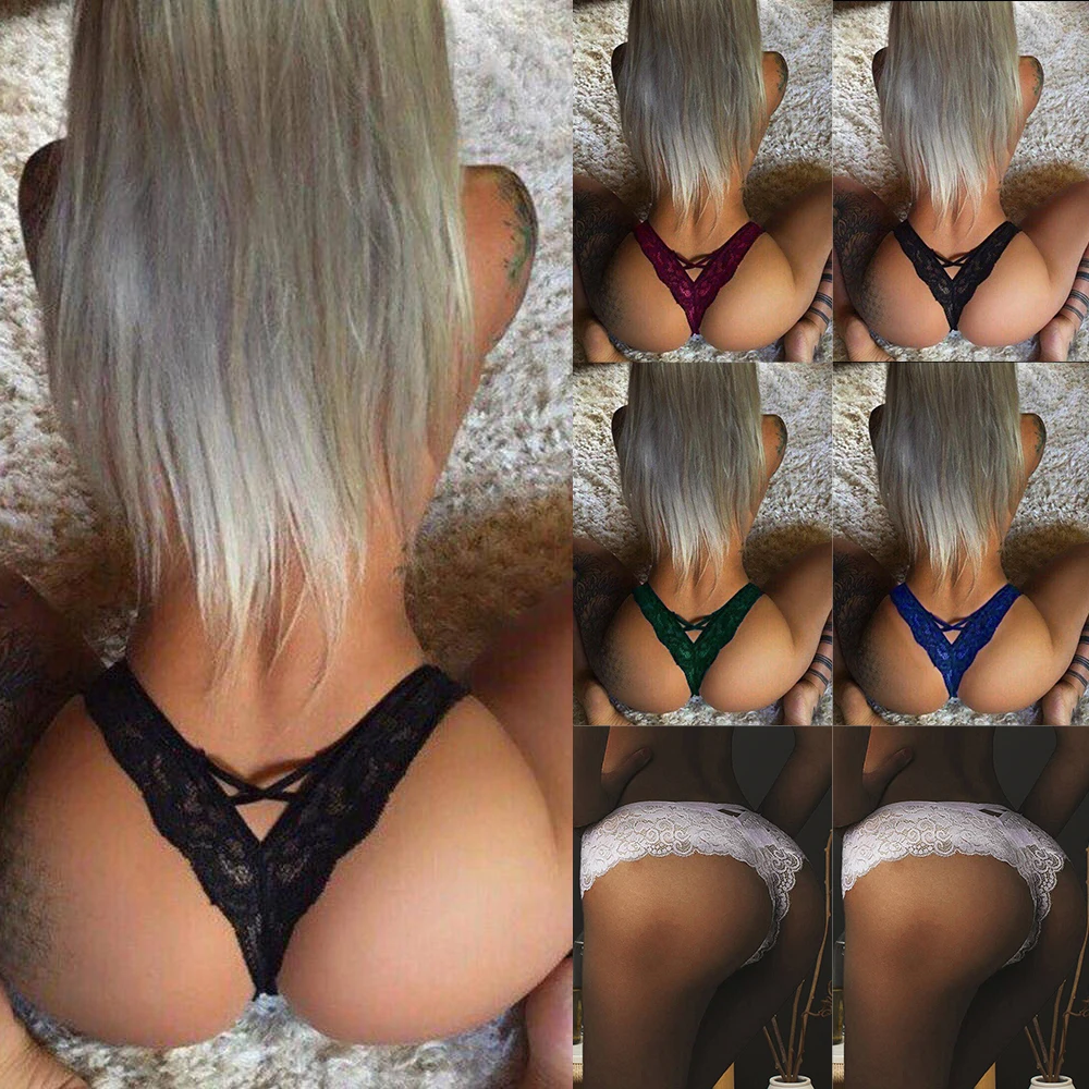 

4 Packs Womens Lace Sexy G-String Underwear Thong Panties Low-Waist Briefs Knickers Underpant Solid Comfortable Female Lingeries