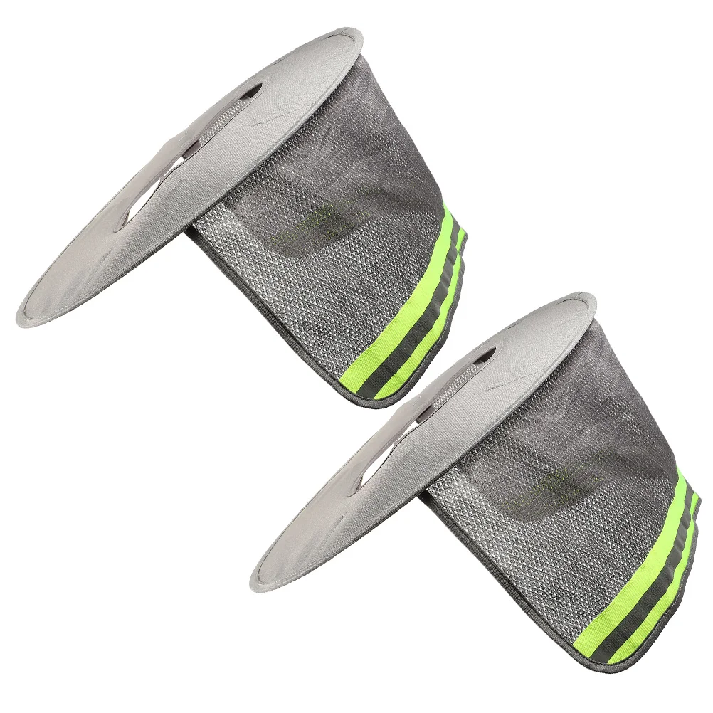 2 Pcs Reflective Hat Cover Hard Accessories Neck Protector from Sun Shade Guard Visor for Workers Polyester