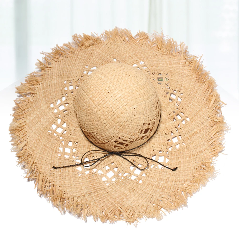 

Summer Women Sun Hat Beach Outdoor UV Cut Hats Fashionable Paper Straw Large Brim Lightweight Comfortable Gardening Travel