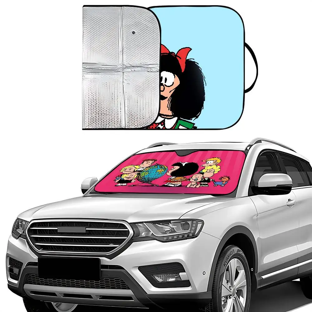 M-Mafalda لطيف مظلة السيارات الستائر الزجاج الأمامي نافذة أمامية قناع 70x130 سنتيمتر الشمس قناع الشمسية حماية منقوشة هدية الجدة سيارة #2