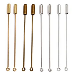 20pcs Metal Safety Long Brooch Pins Loop Eye Lapel Brooch Pin with Cap Stopper for DIY Jewelry Making Accessories Supplies Craft