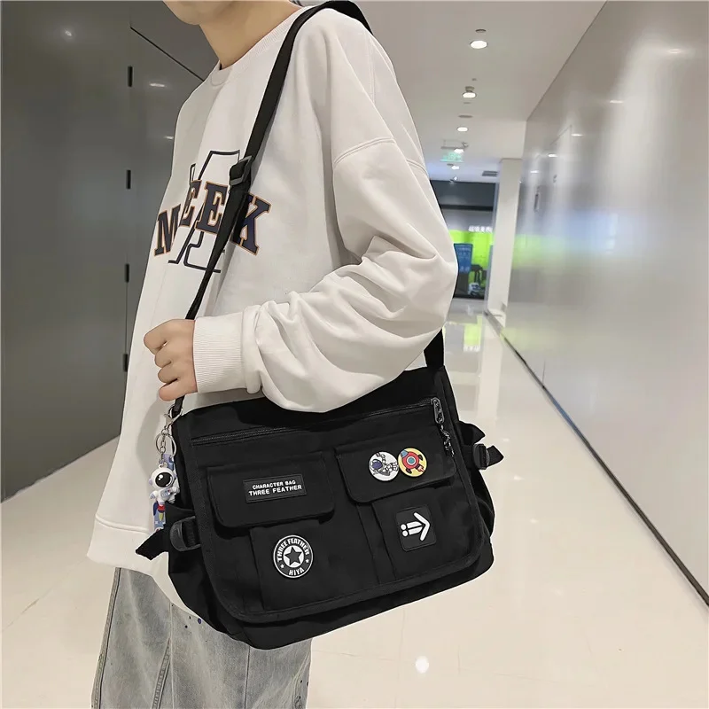 Fashion Canvas Men's Shoulder Bag Large Capacity Crossbody Casual Male Messenger Trendy Youth Handbags