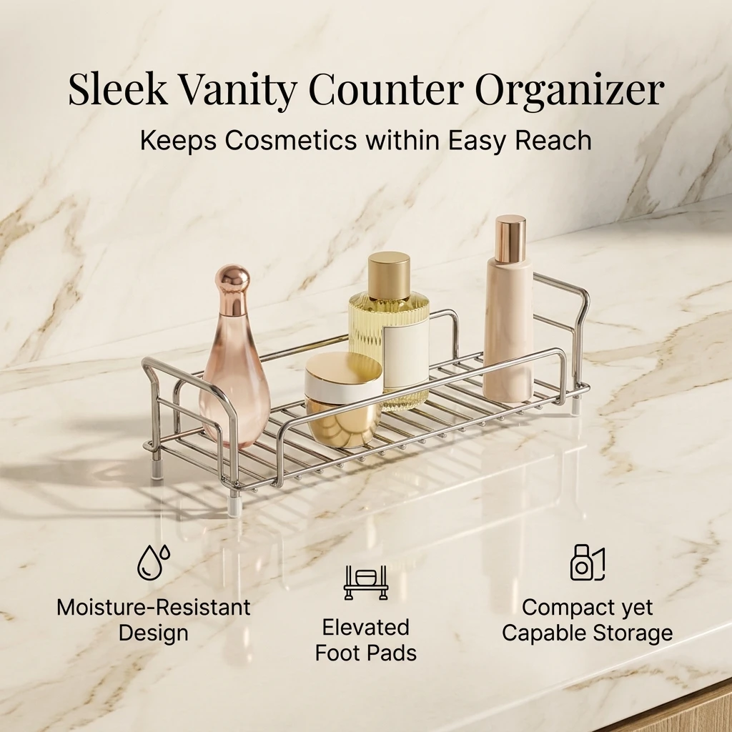 1/2-Layer Metal Storage Rack Bathroom Countertop Washbasin Toiletries Organizer Shelf Kitchen Mugs Drain Seasoning Storage Rack