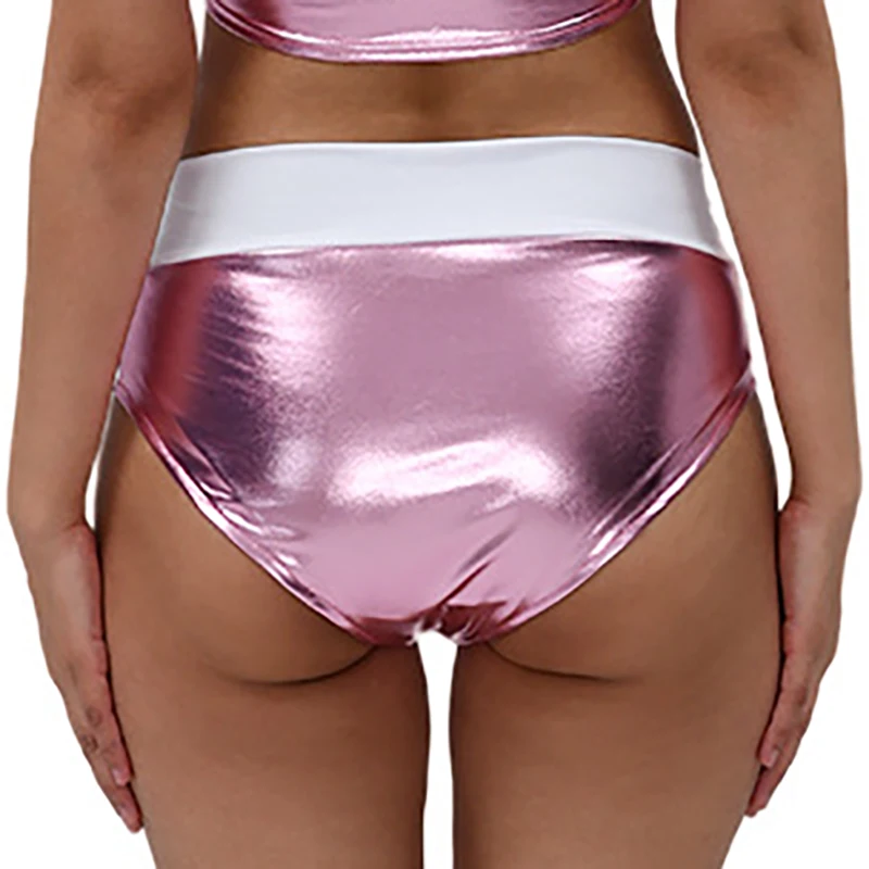 Metallic-Slip für Damen, glänzende Booty-Shorts, Hotpants für Pole Dance, Strand, Pool, Party, Rave, Clubwear, Musik, Festival
