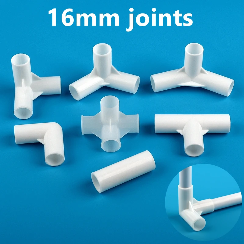 3-80PCS Inner Diameter 16mm Adapter Hydroponic Frame Connectors Wardrobe Fittings Shelf Mosquito Net Support DIY Joints