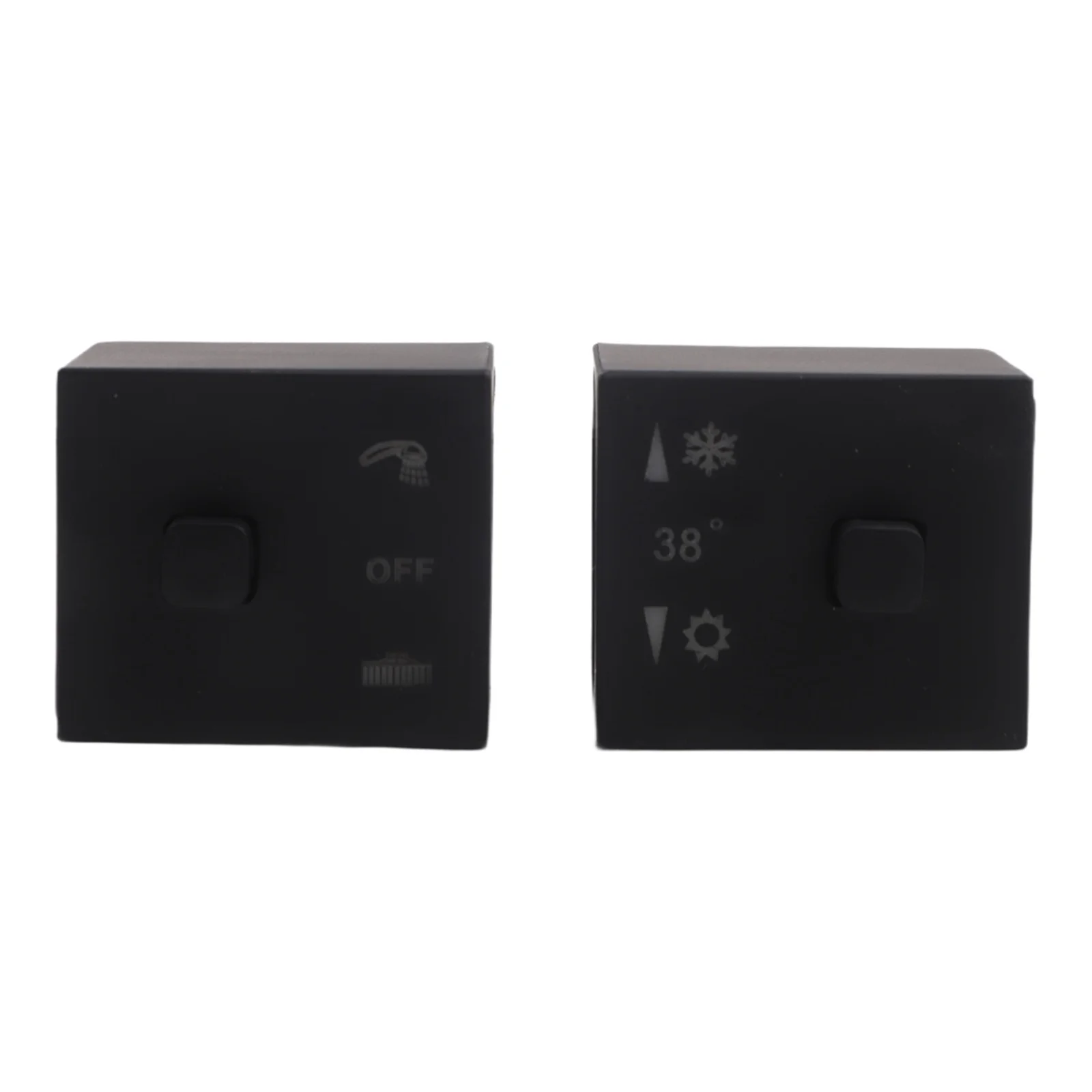 

Shower Temperature Control Knob Pair for Thermostatic Valves with Painted Finish and Prominent White Temp Scale