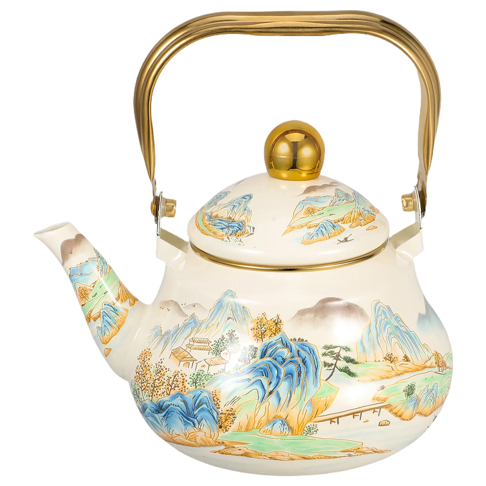 

Vintage Enamel Tea Kettle Retro Classic Design Quick Heating for Boiling Water Brewing Tea Stovetop Safe Home Office