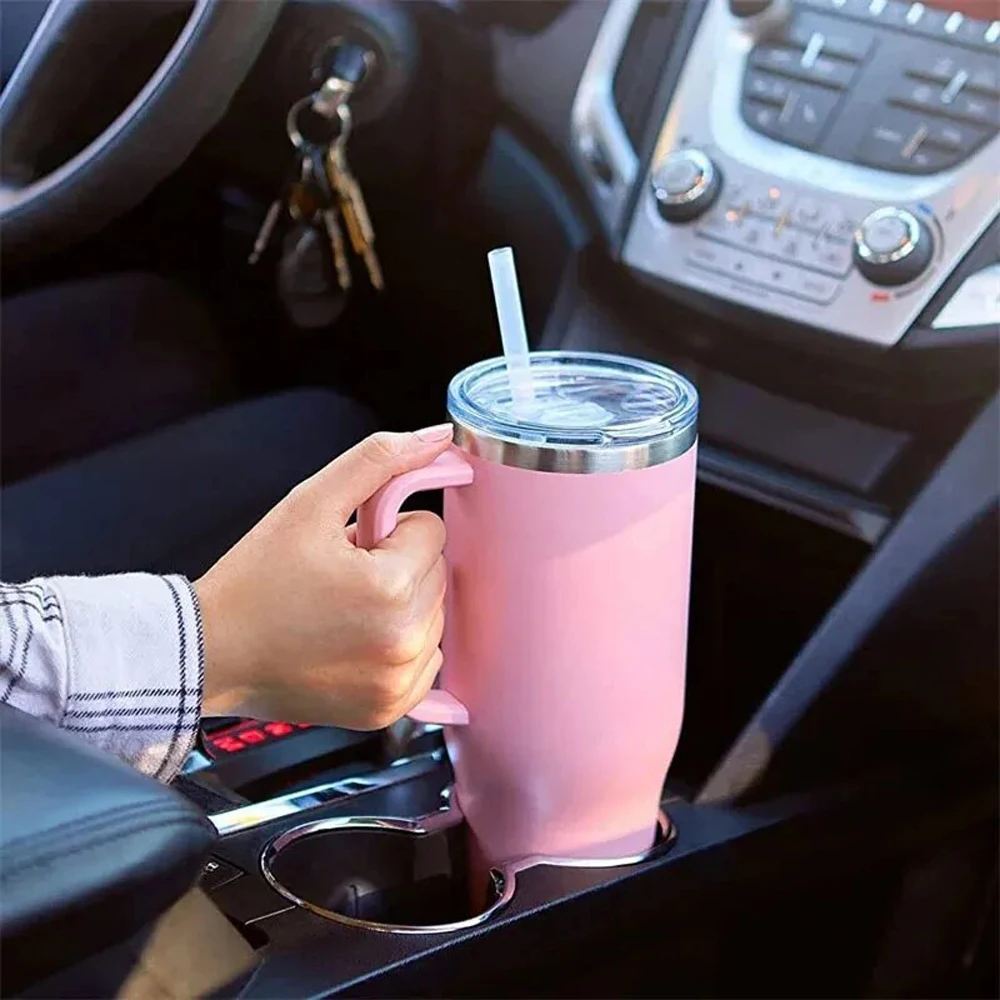 

40Oz Straw Coffee Insulation Cup with Handle Portable Car Stainless Steel Water Bottle Largecapacity Travel Bpa Free Thermal Mug