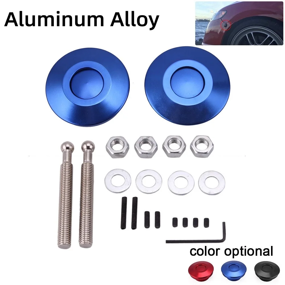 2Pcs 60mm Universal Push Button Billet Hood Pins Lock Clip Kit Quick Latch Lock Latch Clip Car Front Bumper Engine Bonnet
