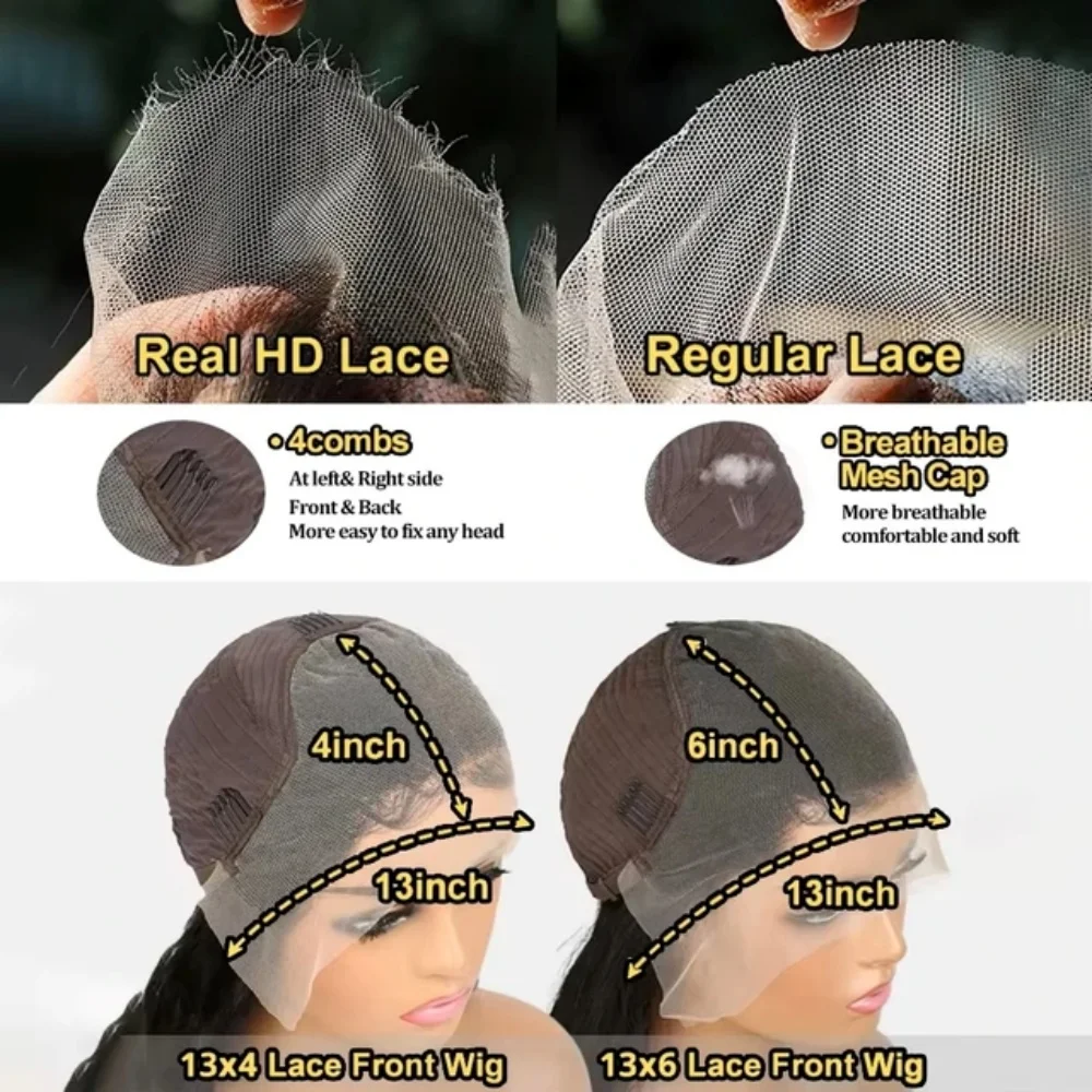 Lace Front 16 42 Inch 200 250 Density 13x6 Bone Straight Brazilian HD 13x4 Pre Plucked Wig Glueless Human Hair Lace Frontal Wigs