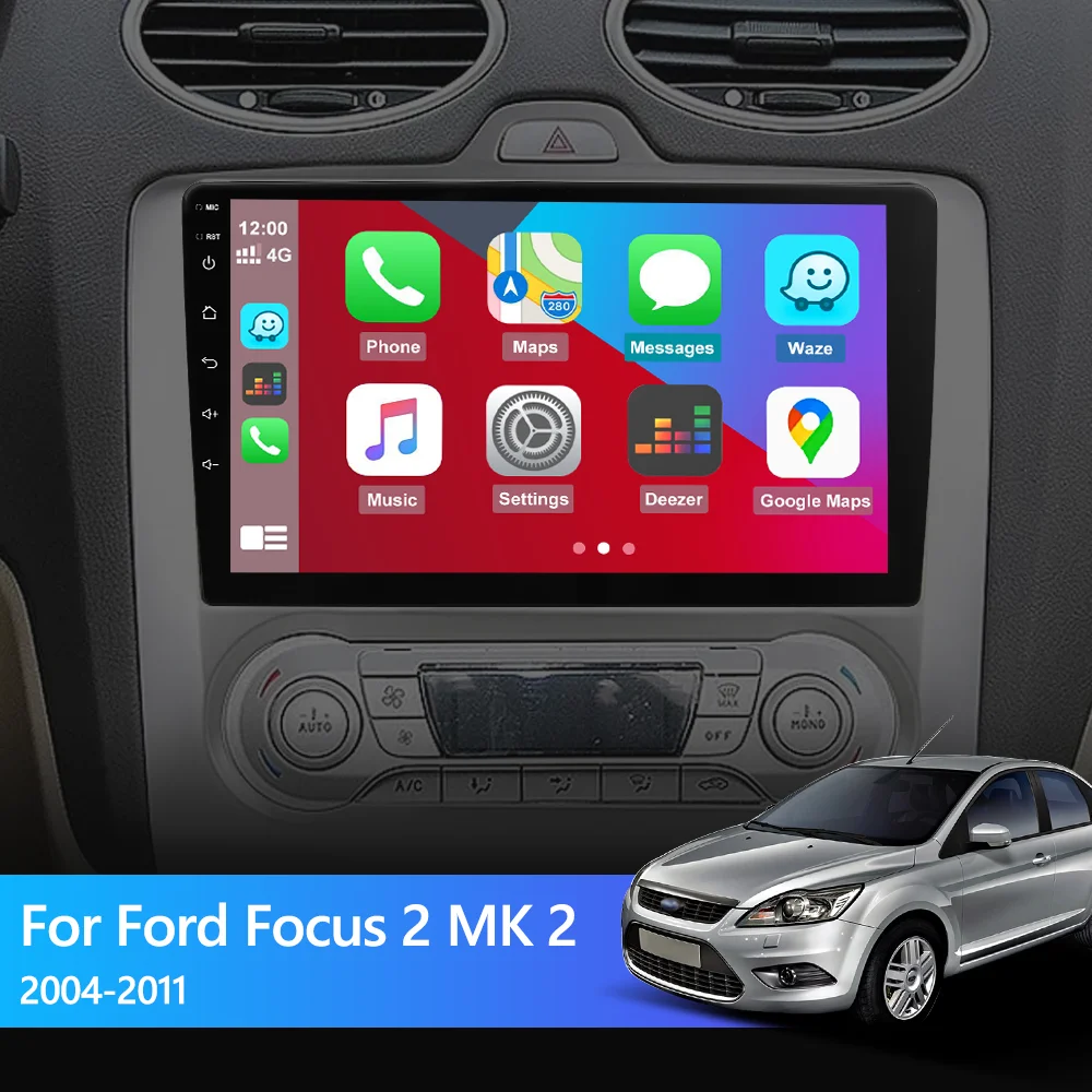 Eunavi 2Din Android Auto Radio For Ford Focus 2 3 Mk2 MK3 2004 - 2011 Hatchback Multimedia Player Stereo GPS Carplay 2 Din DVD