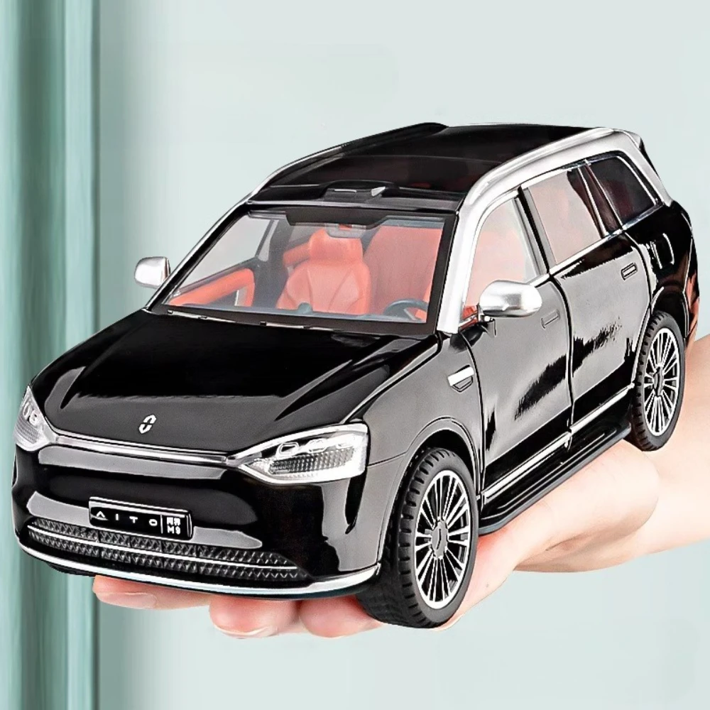 

1/24 Sailux AITO M9 Model Car Toys Alloy Diecast Cars Sound Light Pull Back Metal Body Rubber Tire Door Opened Toy Gift for Kids