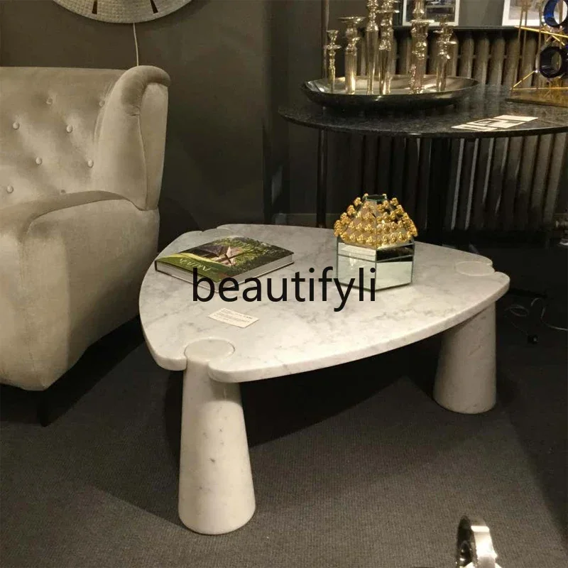 smt1 Italian minimalist triangle creative marble coffee table modern model room living room sofa side table