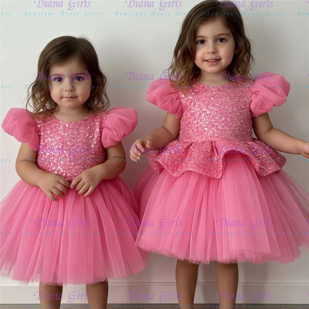 

Качественное детское платье для девочек: очаровательное розовое, из тюля, с пышными рукавами, для свадьбы, дня рождения, вечеринки, бала