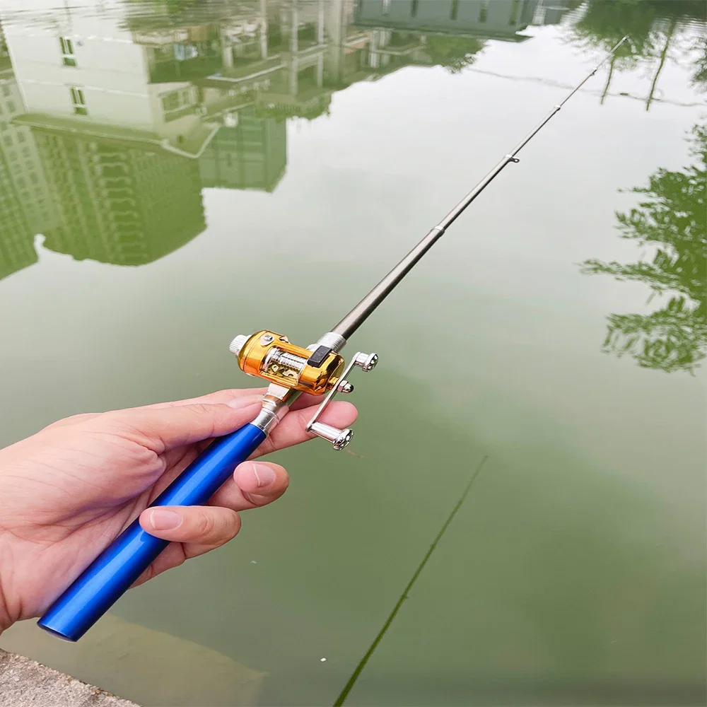 Canna da Pesca in lega di alluminio a forma di Mini penna tascabile da 96cm canne da Baitcasting portatili + Set di mulinelli da Pesca accessori per