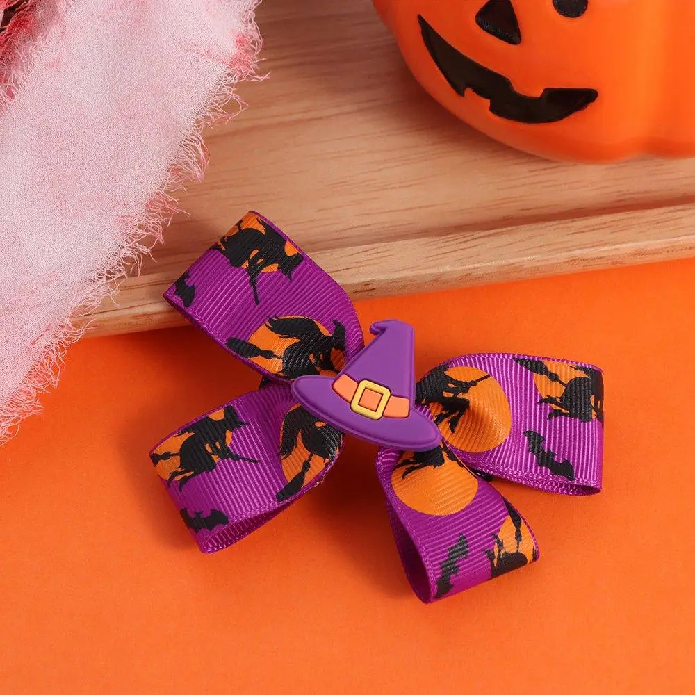 Fashion Ghost Halloween Bow Hair Clip Funny Hairpin Pumpkin Hairpin Eyeball Creativity Bat Duckbill Clip Female/Children