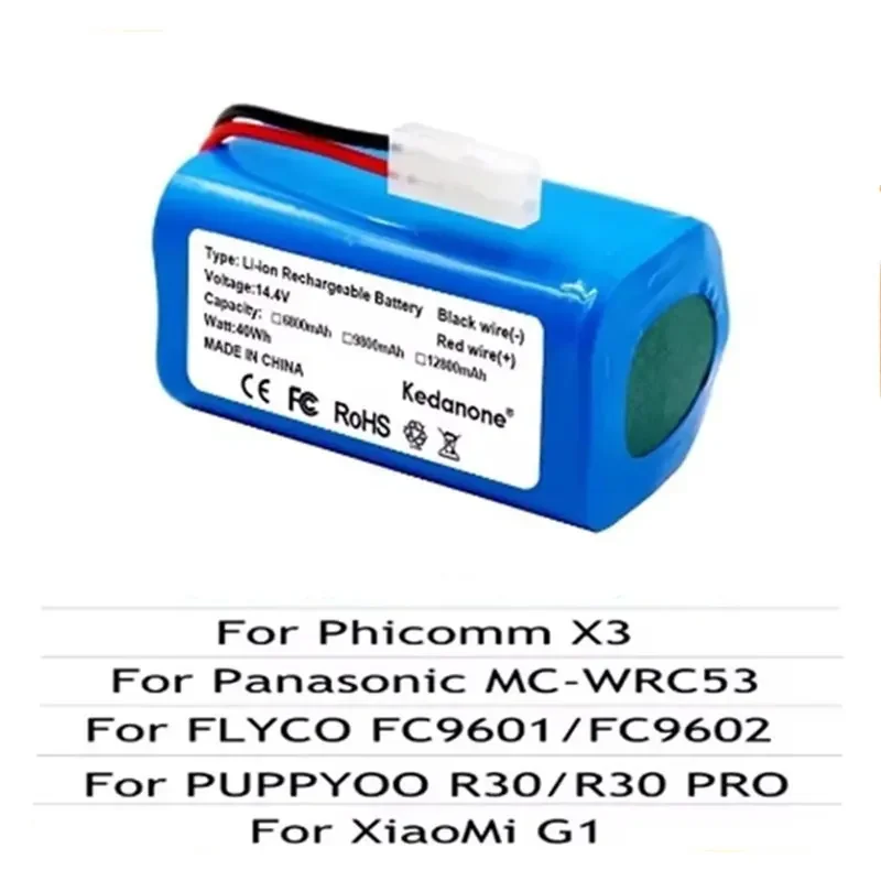 ▶14.4V Li-ion Battery Pack for Xiaomi Mijia Essential G1 MJSTG1 Robot Vacuum Cleaner, SKV4136GL H18650CH R30 R35 4S1P 9800mAh