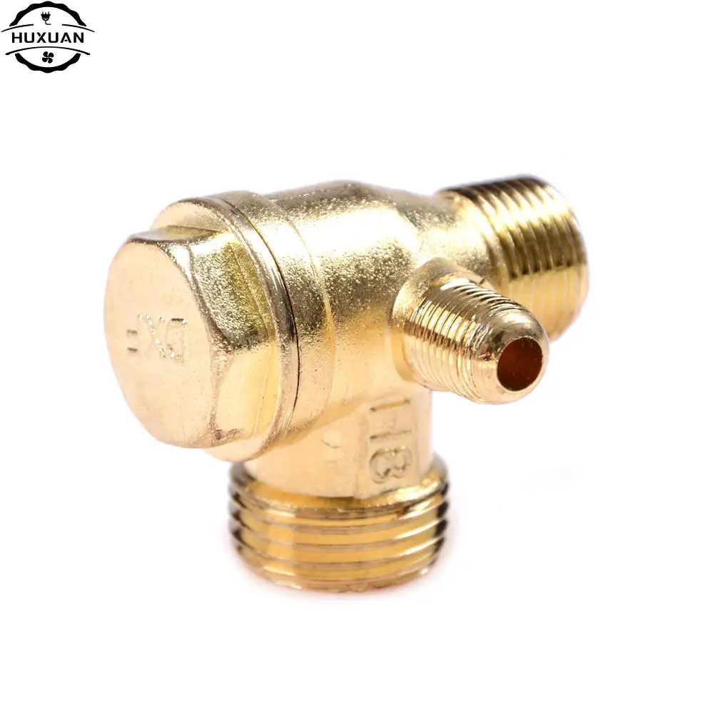 Válvulas neumáticas centrales de latón, rosca de 90 grados, 3 puertos, válvula de retención del compresor de aire, herramientas para el hogar DIY, 1 ud.