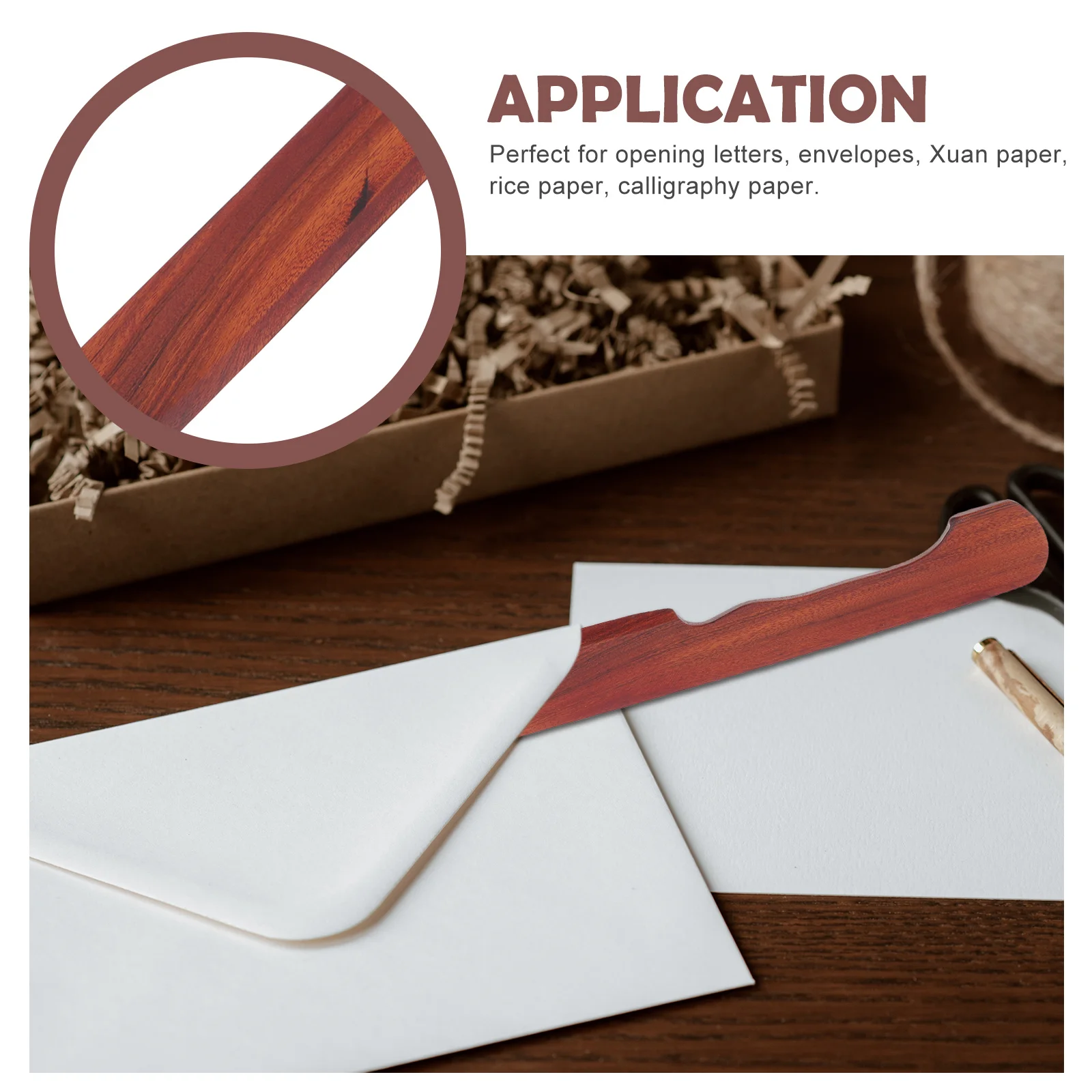 

1pc Red Sandalwood Xuan Paper Cutter Natural Wood Letter Opener For Envelopes Stationery Tool Portable Paper Cutting Wood Cutter