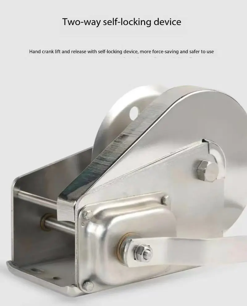 2600 Lbs 304 Stainless Steel Hand Winch Two-Way Self-Locking Manual Winch Sewage Small Anti-Rust Lifting Tool