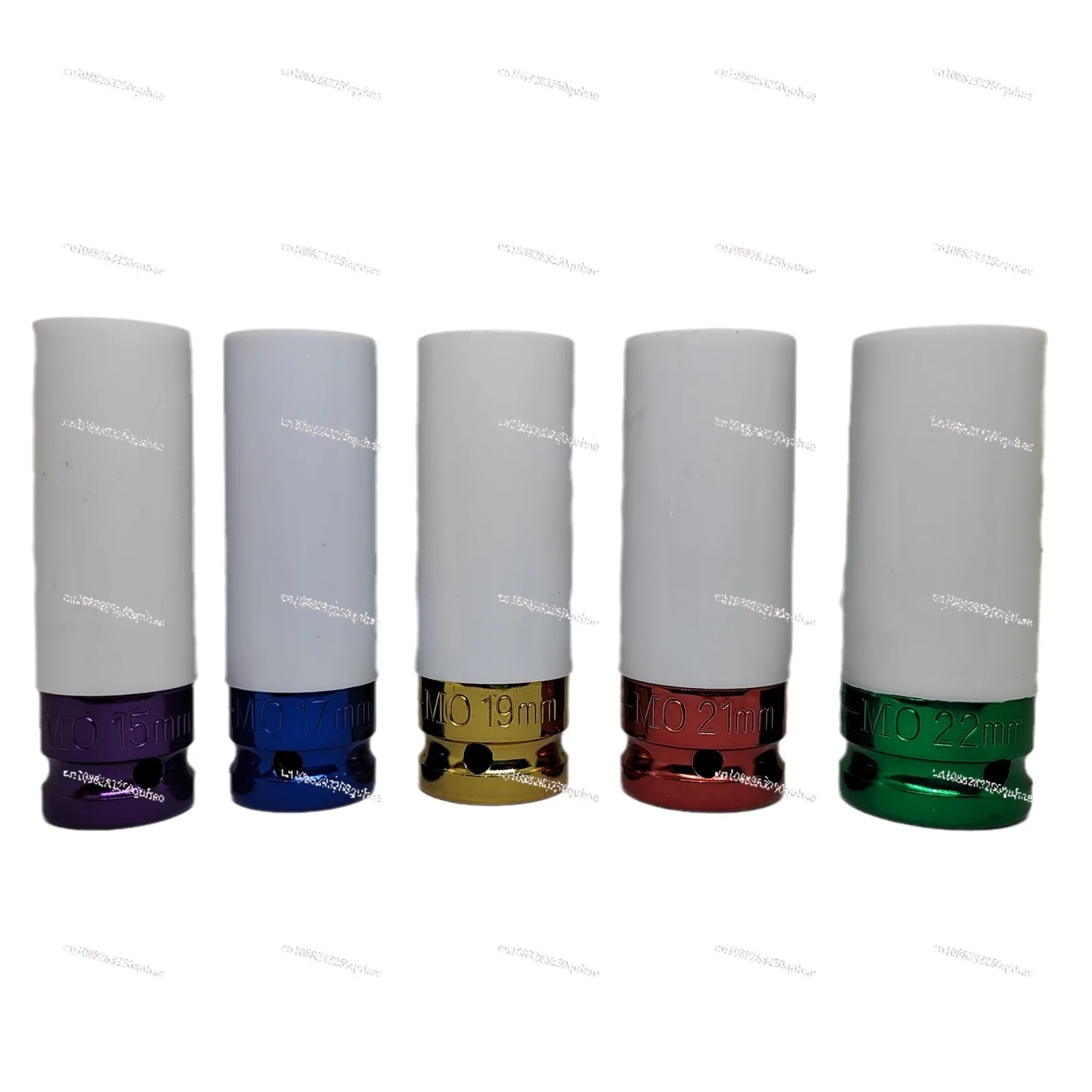 

5 pcs 1/2" Drive Wheel Protector Impact Socket, Thin Wall Deep Impact Socket Set Durable Plastic Sleeve Lug Nut Socket 6 Point